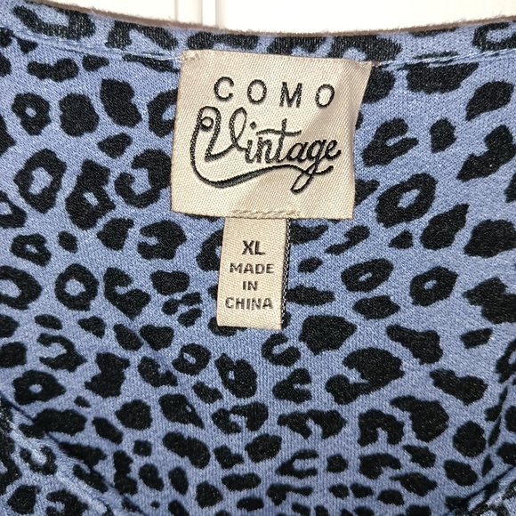 Como vintage Women's blue leopard print shirt size XL - Picture 4 of 4